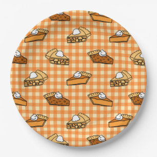 Fall Apple Pumpkin and Pecan Pie Pattern Paper Plate
