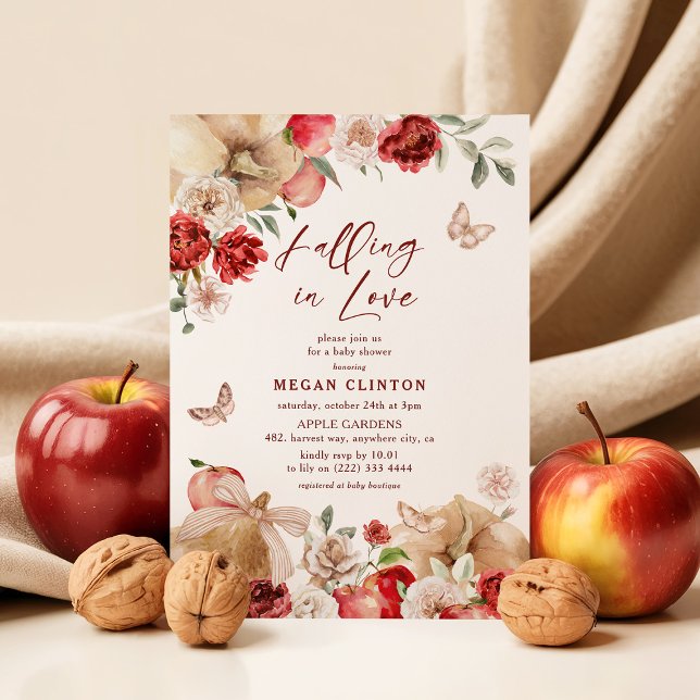 Fall Apple & Pumpkin Floral Baby Shower Invitation (Creator Uploaded)