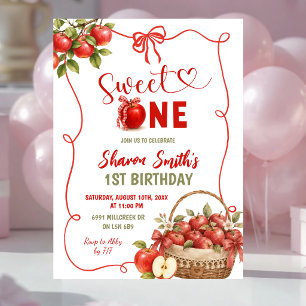 Fall Apple Sweet One Birthday invitation