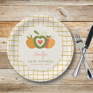  Fall Apple Theme Baby Shower Gender Neutral  Paper Plate