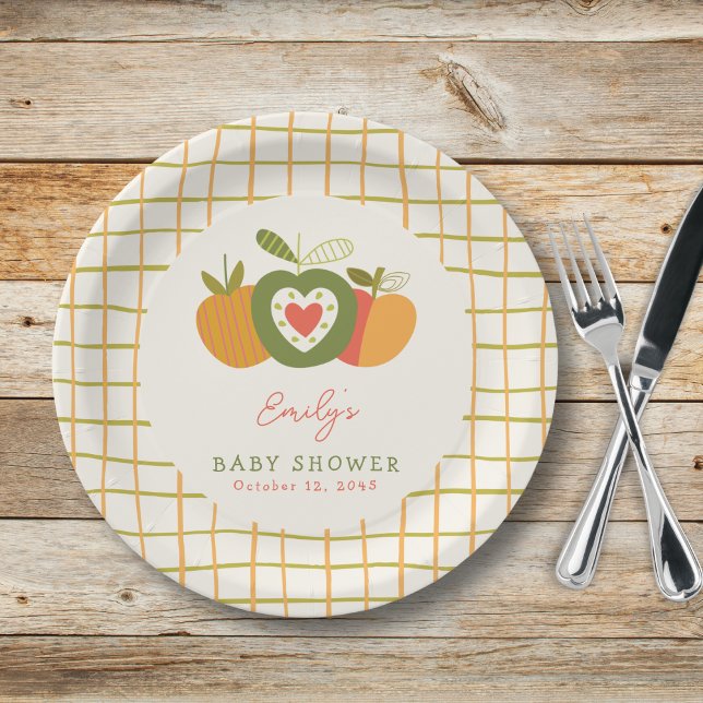  Fall Apple Theme Baby Shower Gender Neutral  Paper Plate (Creator Uploaded)