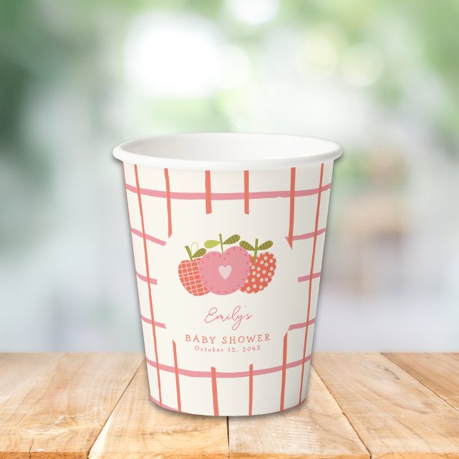  Fall Apple Theme Whimsical Baby Shower Pink Red Paper Cups (Creator Uploaded)