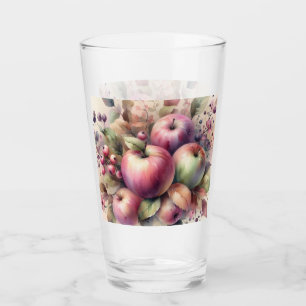 Fall apples in pastel colours watercolor painting glass