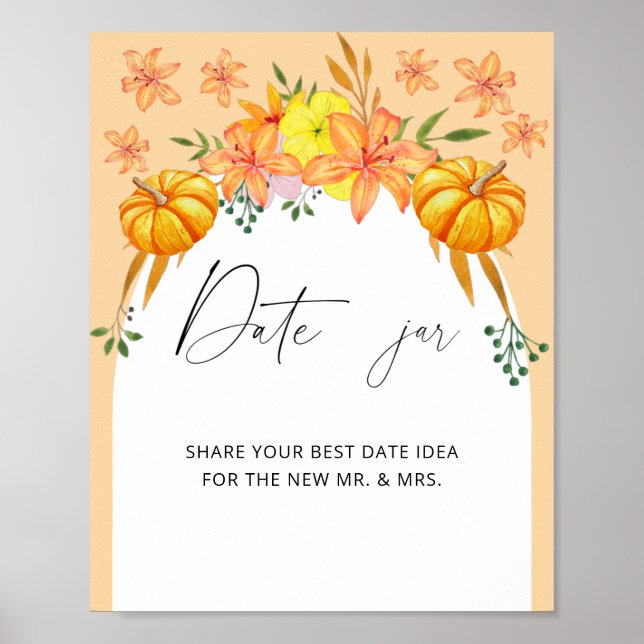 Fall arch date night ideas. Date jar bridal game Poster (Front)