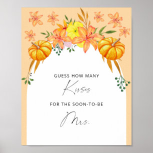 Fall arch - how many kisses bridal shower game poster