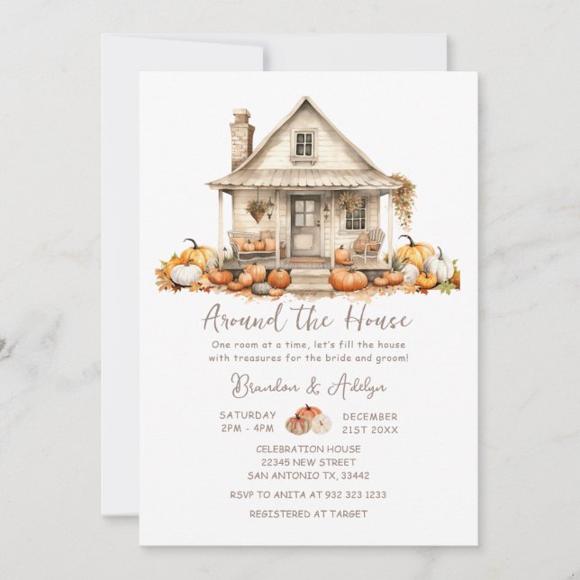 Fall Around the House Couples Bridal Shower Invitation (Front)