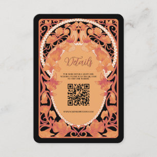 Fall Art Nouveau QR Code Wedding Enclosure Card
