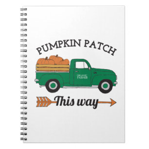 Fall Art Pumpkin Patch Old Vintage Farm Truck Art Notebook