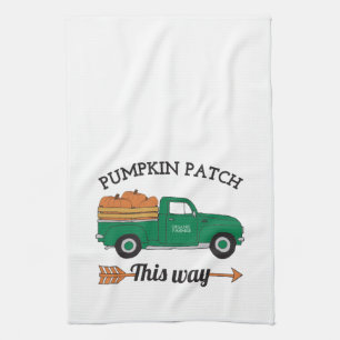 Fall Art Pumpkin Patch Old Vintage Farm Truck Art Tea Towel
