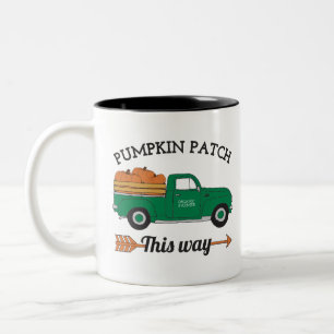 Fall Art Pumpkin Patch Old Vintage Farm Truck Art Two-Tone Coffee Mug