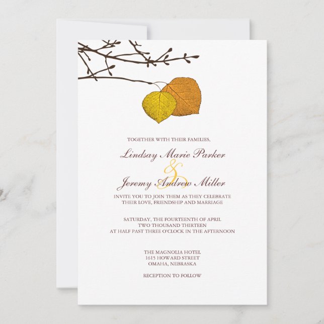 Fall Aspen Pair Wedding Invitation (Front)