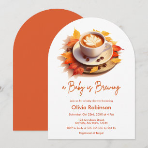 Fall Autumn A Baby is Brewing Coffee Baby Shower Invitation