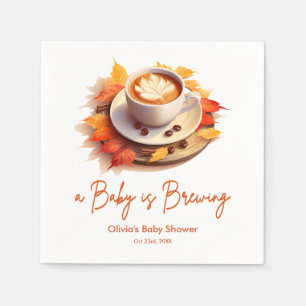 Fall Autumn A Baby is Brewing Coffee Baby Shower  Napkin