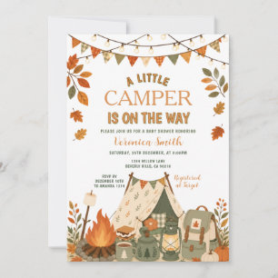 Fall Autumn A little Camper Baby Shower Floral Invitation