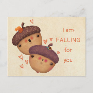 Fall Autumn Acorns Cute Halloween Thanksgiving Holiday Postcard