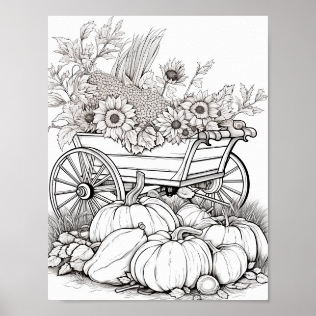 Fall/Autumn Adult Colouring Poster (Front)