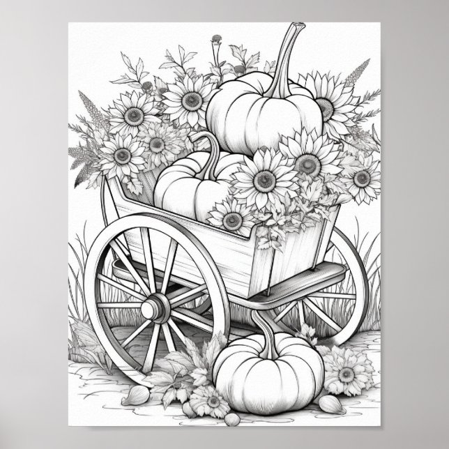 Fall/Autumn Adult Colouring Poster (Front)