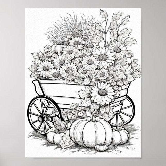 Fall/Autumn Adult Colouring Poster (Front)