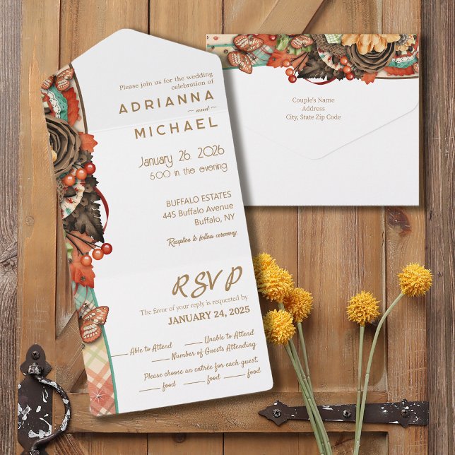 Fall Autumn All in One Wedding Invitation (Creator Uploaded)
