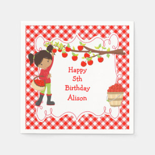 Fall Autumn Apple Picking African American Napkin