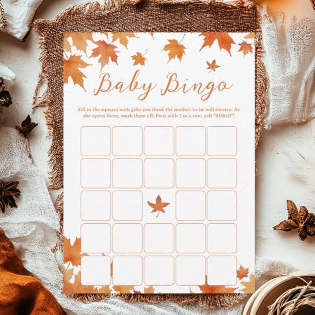 Fall Autumn Baby Shower Bingo Game Card (Creator Uploaded)