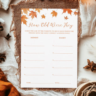 Fall Autumn Baby Shower Guess The Age Game Card