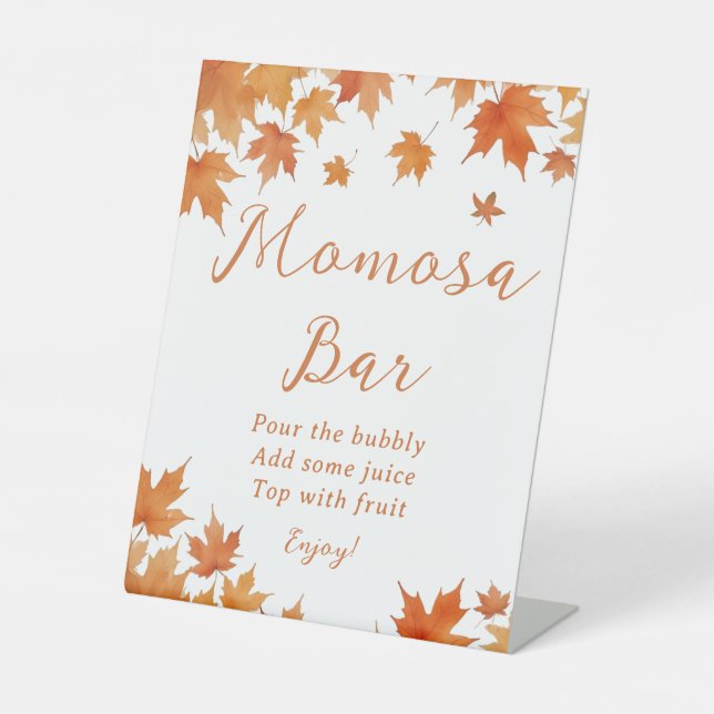 Fall Autumn Baby Shower Momosa Bar Pedestal Sign (Front)