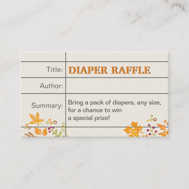 Fall Autumn Baby Shower Sprinkle Diaper Raffle Enclosure Card (Front)