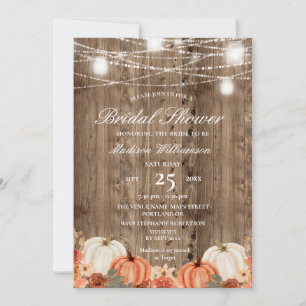 Fall   Autumn Barn Wood & Pumpkin Bridal Shower Invitation