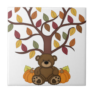 Fall Autumn Bear Design Ceramic Tile