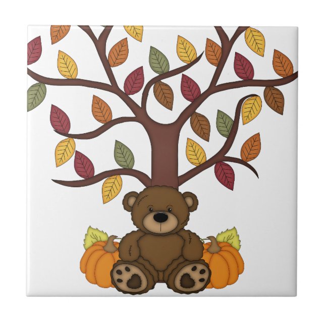 Fall Autumn Bear Design Ceramic Tile (Front)