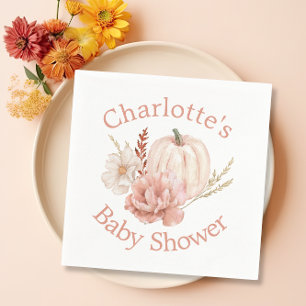 Fall Autumn Boho Pumpkin Floral Baby Shower Napkin
