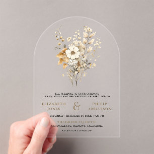 Fall Autumn Boho Wildflower Wedding Acrylic Invitations