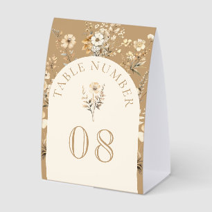 Fall Autumn Boho Wildflower Wedding Table Number