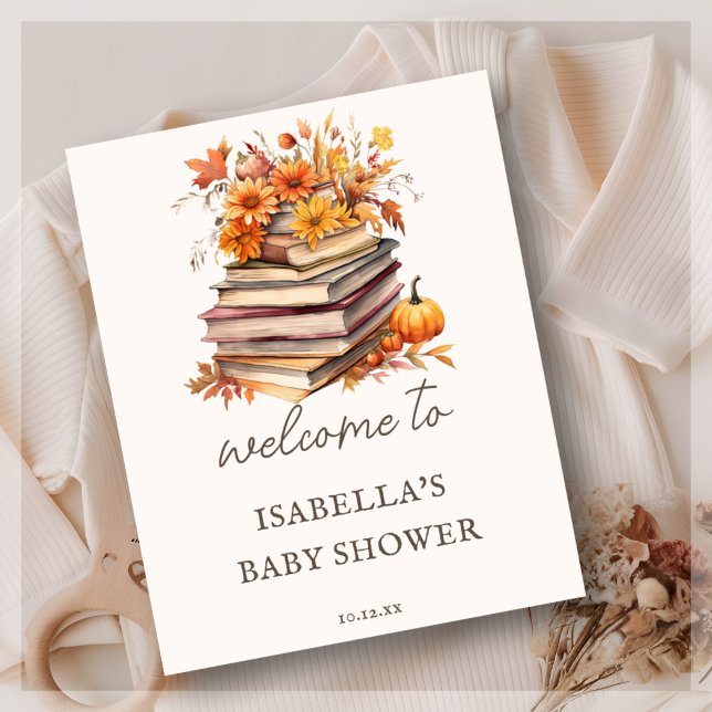 Fall Autumn Book Themed Baby Shower Welcome Sign (Creator Uploaded)