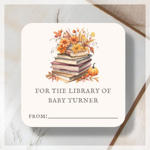 Fall Autumn Books   Baby Shower Bookplate Sticker