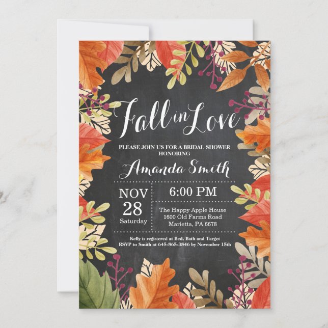 Fall Autumn Bridal Shower Invitation (Front)