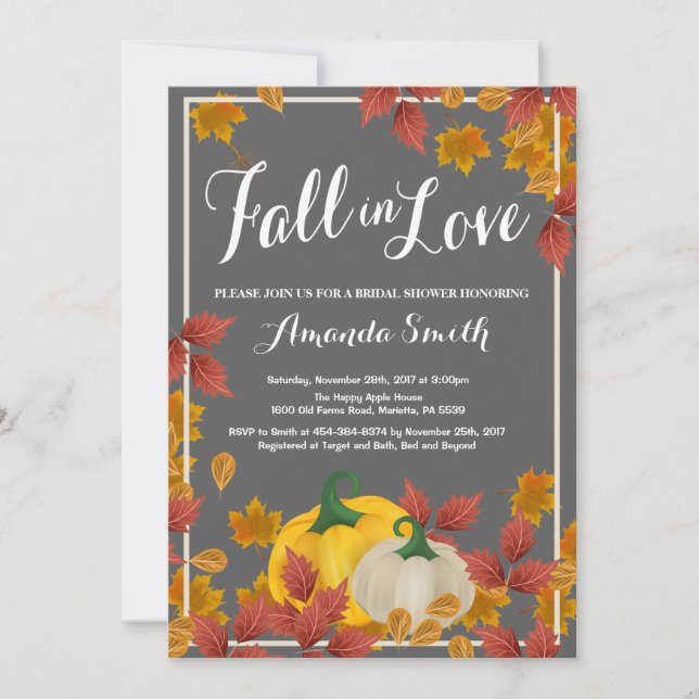 Fall Autumn Bridal Shower invitation (Front)