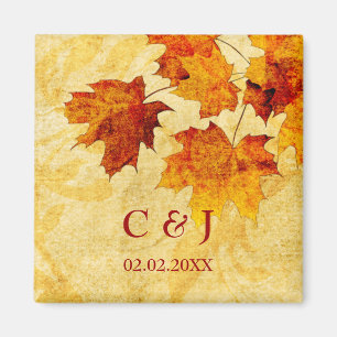fall autumn brown leaves save the date magnets