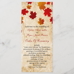 fall autumn brown leaves wedding program