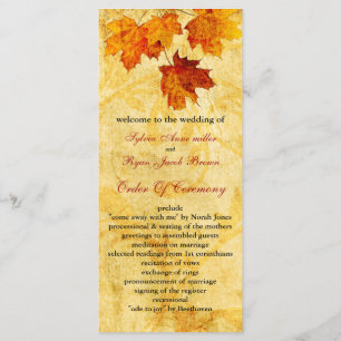 fall autumn brown leaves  wedding program