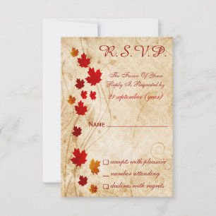 fall autumn brown wedding rsvp cards