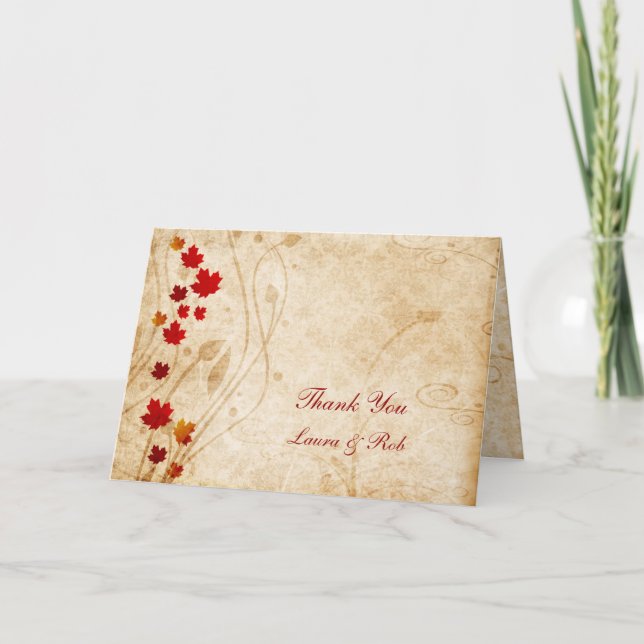 fall autumn brown wedding Thank You (Front)