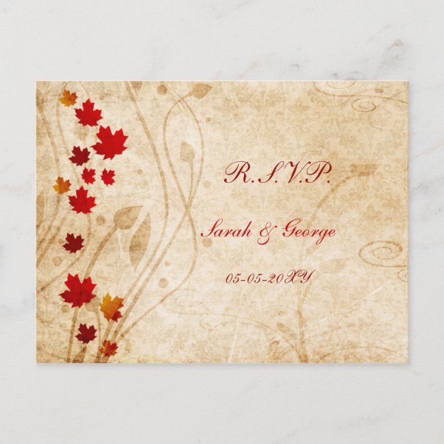 fall autumn brown winter Wedding rsvp card (Front)