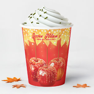Fall Autumn Candied Apple Party Paper Cups