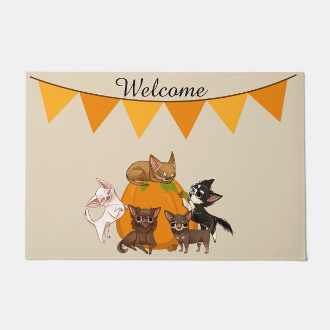 Fall Autumn Chihuahua Door Mat (Front)