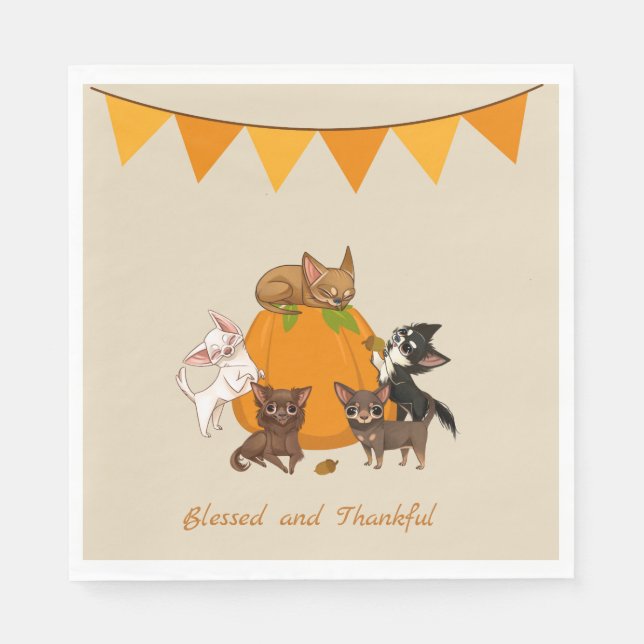 Fall Autumn Chihuahua Thanksgiving Napkins (Front)