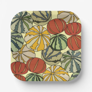 Fall Autumn Colorful Pumpkins Party Paper Plate