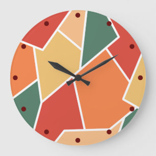 Fall Autumn Colors Geometric Wall Art Home Decor Large Clock