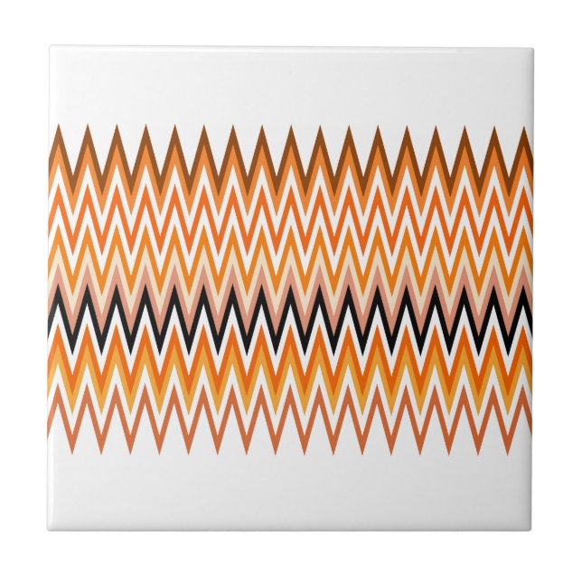 Fall Autumn Colour Chevron Pattern Ceramic Tile (Front)